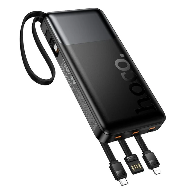 Powerbank Hoco J156 10000 mAh 22.5W з вбудованими кабелями Black (6942007662277)
