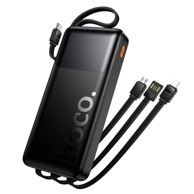 Powerbank Hoco J156 10000 mAh 22.5W з вбудованими кабелями Black (6942007662277)