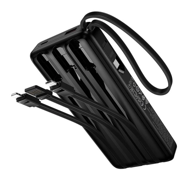 Powerbank Hoco J156 10000 mAh 22.5W з вбудованими кабелями Black (6942007662277)