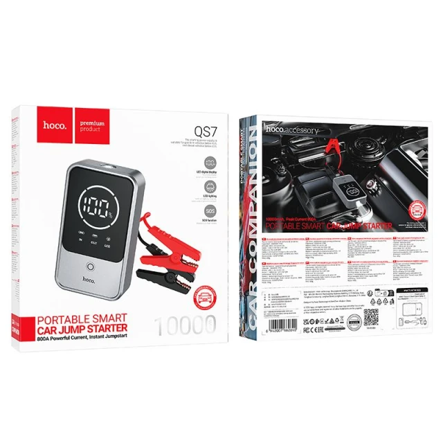 Powerbank Hoco QS7 10000 mAh 2.4A 18W з функцією запуску автомобіля Grey (6942007662840)