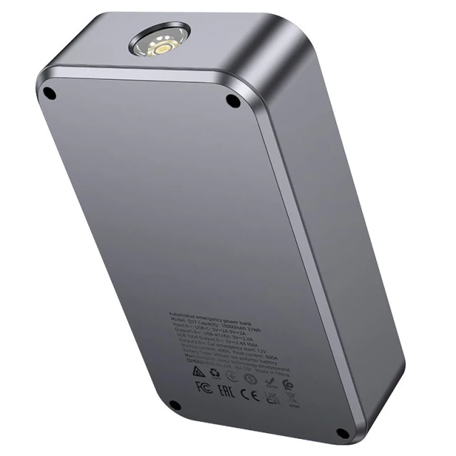 Powerbank Hoco QS7 10000 mAh 2.4A 18W з функцією запуску автомобіля Grey (6942007662840)