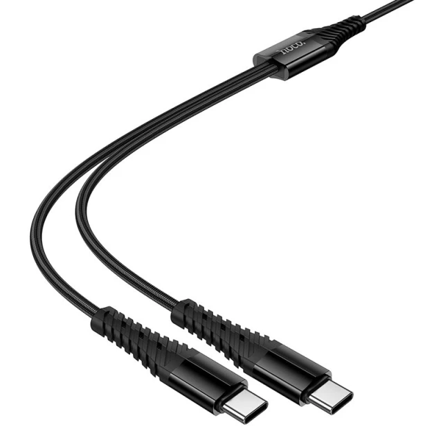Кабель Hoco X123 2в1 USB-C to USB-C+C 1м Black (6942007663595)
