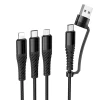 Кабель Hoco X123 3в1 USB C/USB A to Lightning + USB C + Micro USB 1m Black (6942007663601)