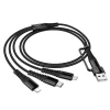 Кабель Hoco X123 3в1 USB C/USB A to Lightning + USB C + Micro USB 1m Black (6942007663601)