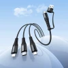 Кабель Hoco X123 3в1 USB C/USB A to Lightning + USB C + Micro USB 1m Black (6942007663601)