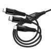 Кабель Hoco X123 3в1 USB C/USB A to Lightning + USB C + Micro USB 1m Black (6942007663601)