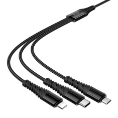 Кабель Hoco X123 3в1 USB C/USB A to Lightning + USB C + Micro USB 1m Black (6942007663601)