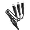 Кабель Hoco X123 3в1 USB C/USB A to Lightning + USB C + Micro USB 1m Black (6942007663601)