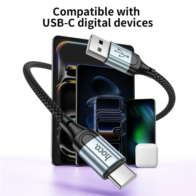 Кабель Hoco X121 USB C to USB C PD 3A 1.5 m Black (6942007663779)