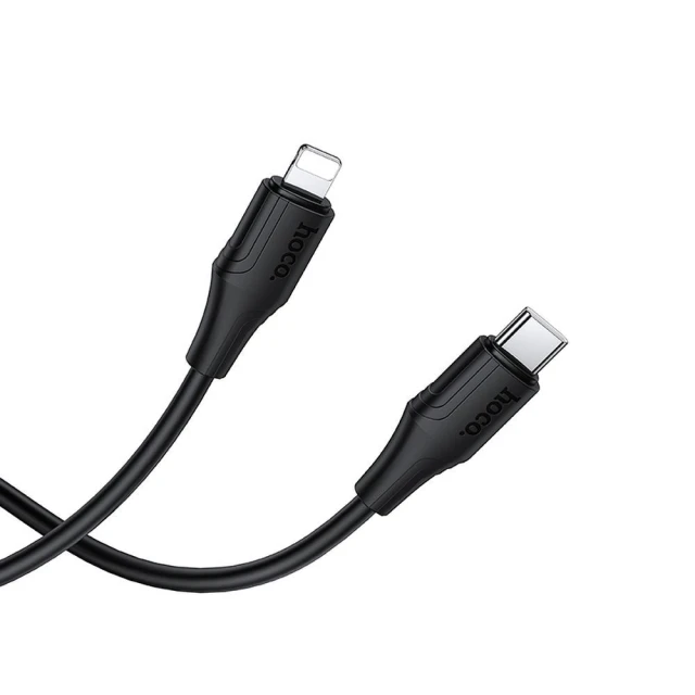 Кабель USB C до Lightning Hoco X124 27W силіконовий 1 м Black (6942007664387)