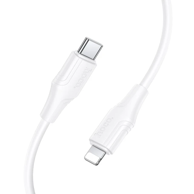 Кабель Hoco X124 USB-C to Lightning PD 27W силіконовий 1m White (6942007664394)