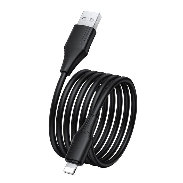 Кабель USB A до Lightning Hoco X124 2.4A силіконовий 1 м Black (6942007664400)