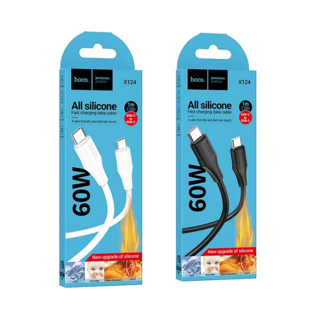 Кабель Hoco X124 USB C to USB C 60W 1m White (6942007664455)