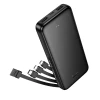 Портативний зарядний пристрій Hoco J163 10000 mAh 2A з вбудованими кабелями USB A + USB C + Lightning + Micro USB Black (6942007664578)