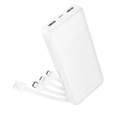 Портативний зарядний пристрій Hoco J163 10000 mAh 2A з чотирма вбудованими кабелями USB A + USB C + Lightning + Micro USB White (6942007664585)