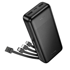 Портативний зарядний пристрій Hoco J163A 20000 mAh 2A з чотирма вбудованими кабелями USB A + USB C + Lightning + Micro USB Black (6942007664592)