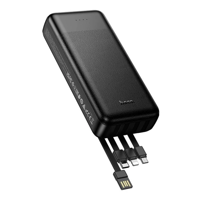 Портативний зарядний пристрій Hoco J163A 20000 mAh 2A з чотирма вбудованими кабелями USB A + USB C + Lightning + Micro USB Black (6942007664592)