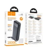 Портативний зарядний пристрій Hoco J163A 20000 mAh 2A з чотирма вбудованими кабелями USB A + USB C + Lightning + Micro USB Black (6942007664592)