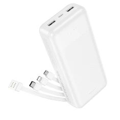 Портативний зарядний пристрій Hoco J163A 20000 mAh 2A з чотирма вбудованими кабелями USB A + USB C + Lightning + Micro USB White (6942007664608)