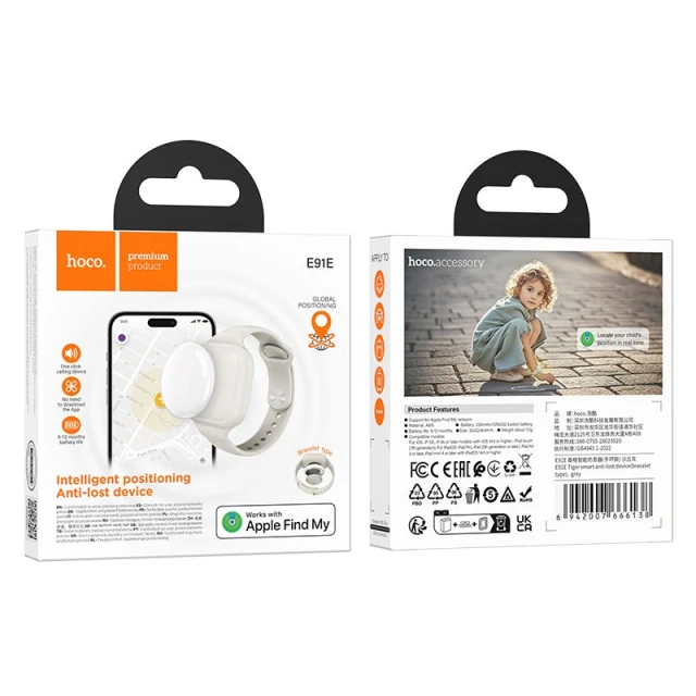 Локалізатор Hoco E91E сумісний з Apple Find My Grey (6942007666138)