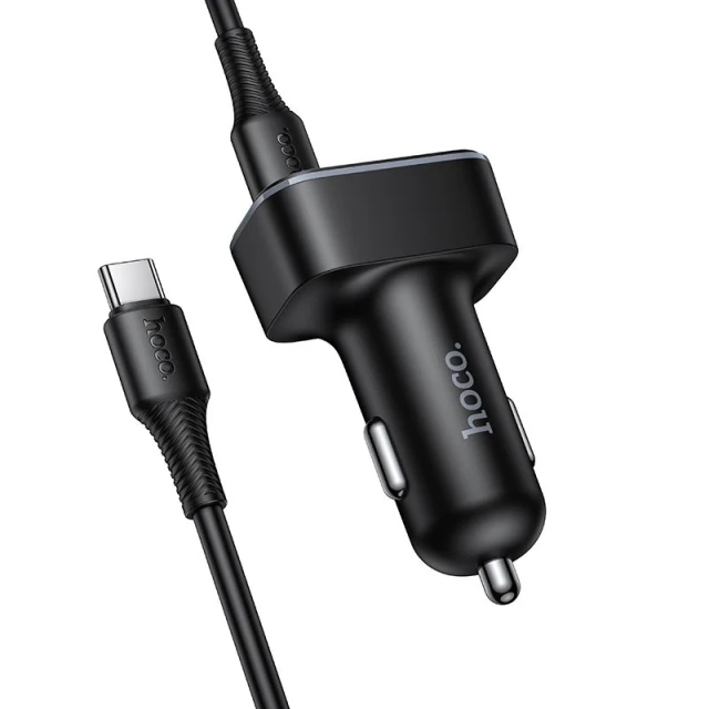 Автомобільний зарядний пристрій Hoco Z63B USB A + USB C QC3.0 PD 48W + кабель USB C до C Black (6942007666251)