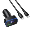 Автомобільний зарядний пристрій Hoco Z63B USB A + USB C QC3.0 PD 48W + кабель USB C до C Black (6942007666251)