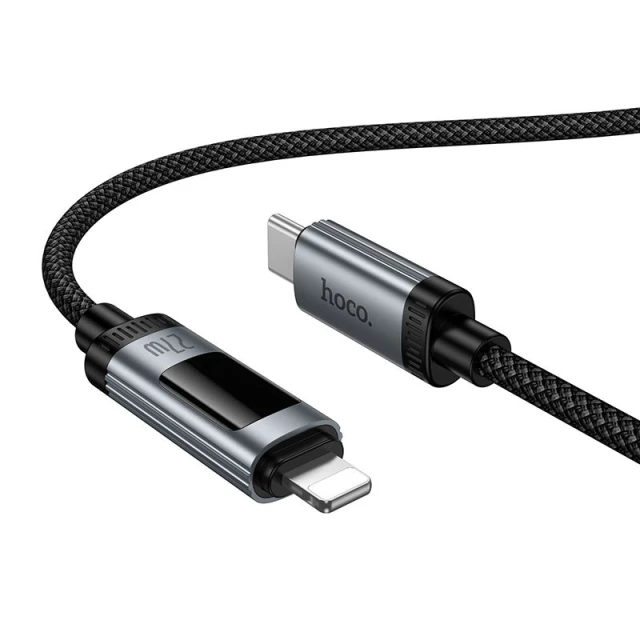 Кабель USB C до Lightning Hoco PD 27W 1,2 м з дисплеєм U148 Black (6942007668668)
