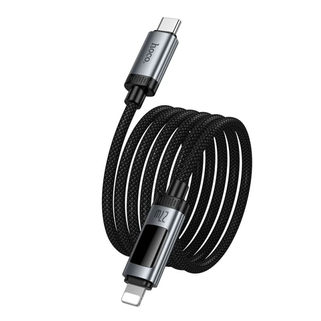 Кабель USB C до Lightning Hoco PD 27W 1,2 м з дисплеєм U148 Black (6942007668668)