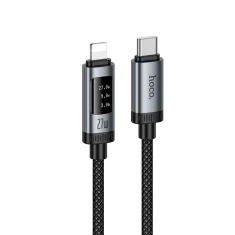 Кабель USB C до Lightning Hoco PD 27W 1,2 м з дисплеєм U148 Black (6942007668668)