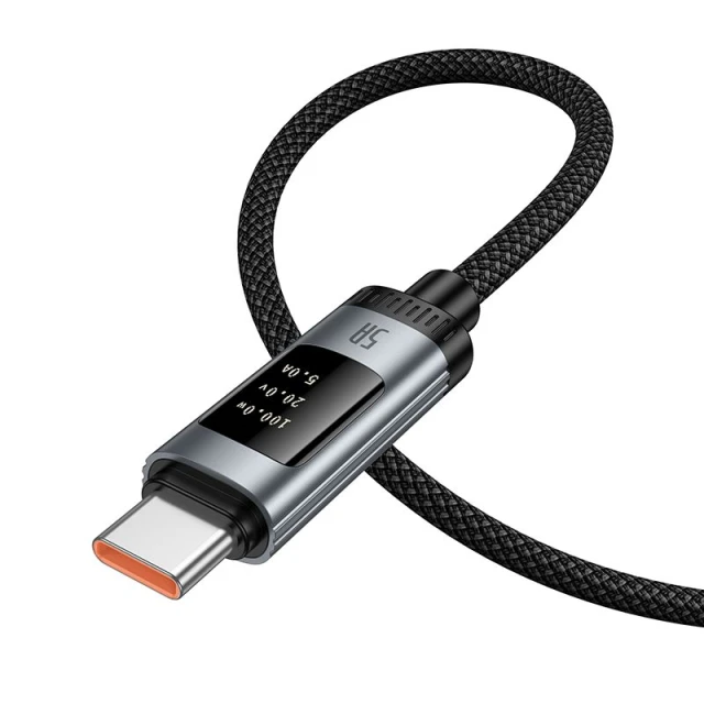 Кабель Hoco U148 USB A to USB C PD 6A 100W 1.2 m з дисплеєм Black (6942007668675)