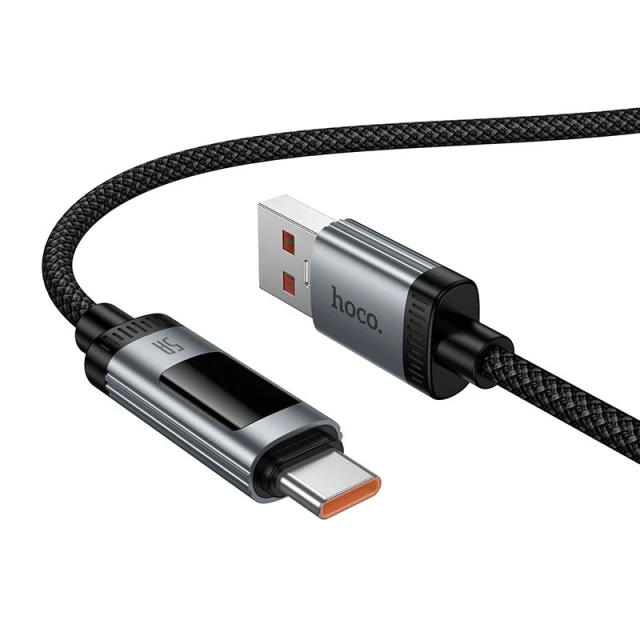 Кабель Hoco U148 USB A to USB C PD 6A 100W 1.2 m з дисплеєм Black (6942007668675)