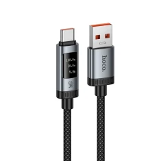 Кабель Hoco U148 USB A to USB C PD 6A 100W 1.2 m з дисплеєм Black (6942007668675)
