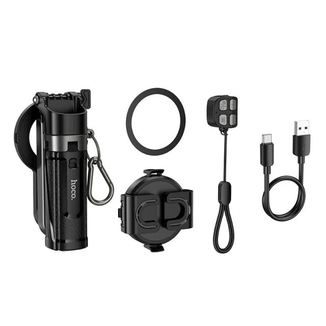 Штатив Hoco K27 Pro з магнітним та універсальним кріпленням з бездротовим пультом Black (6942007668743)