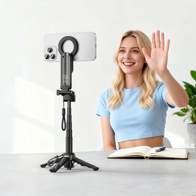 Штатив Hoco K27 Pro з магнітним та універсальним кріпленням з бездротовим пультом Black (6942007668743)
