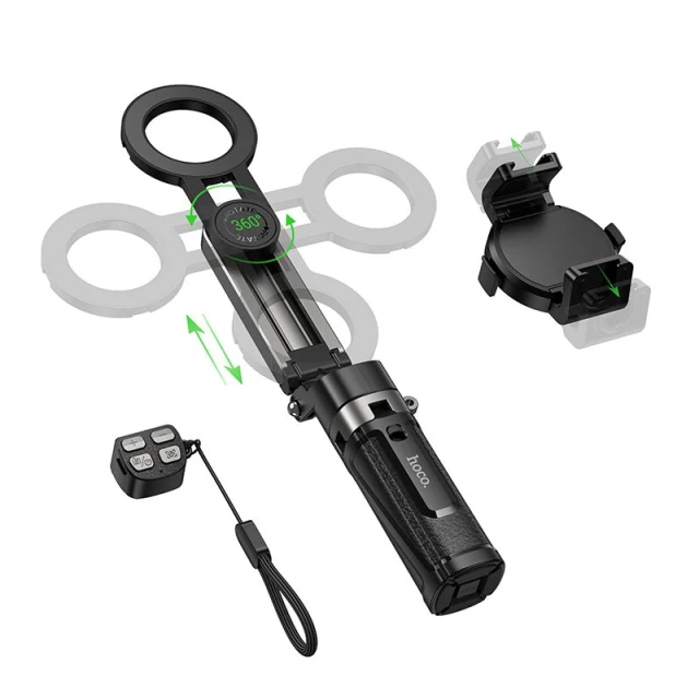 Штатив Hoco K27 Pro з магнітним та універсальним кріпленням з бездротовим пультом Black (6942007668743)