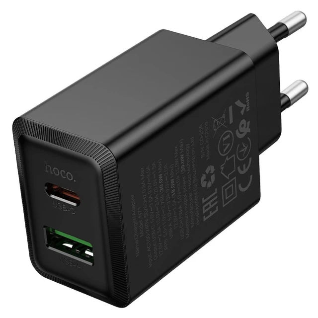 Сетевое зарядное устройство Hoco N71 USB A + USB C QC3.0 PD AFC 30W Black (6942007670913)
