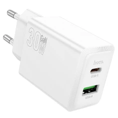 Мережевий зарядний пристрій Hoco N71 USB A + USB C QC3.0 PD AFC 3A 30W White (6942007670920)