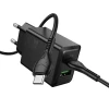 Мережевий зарядний пристрій Hoco N71 USB A + USB C QC3.0 3A 30W + кабель USB C Black (6942007670937)