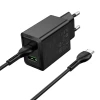 Мережевий зарядний пристрій Hoco N71 USB A + USB C QC3.0 3A 30W + кабель USB C Black (6942007670937)