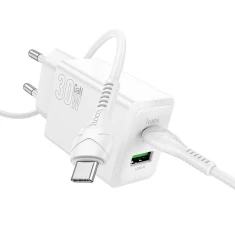 Мережевий зарядний пристрій Hoco N71 USB A + USB C QC3.0 3A 30W + кабель USB C White (6942007670944)
