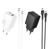 Мережевий зарядний пристрій Hoco N71 USB A + USB C QC3.0 3A 30W + кабель USB C White (6942007670944)