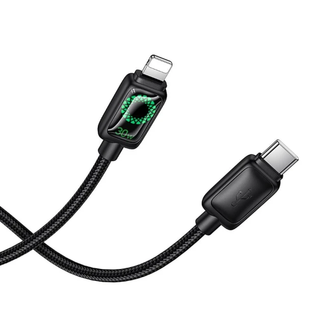 Кабель Hoco U146 USB C до Lightning PD 30W 1.2 м з LCD Black (6942007671361)