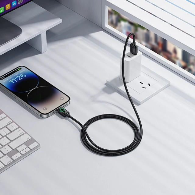 Кабель USB A к Lightning Hoco 2,4A 1,2 м с LCD U146 Black (6942007671378)