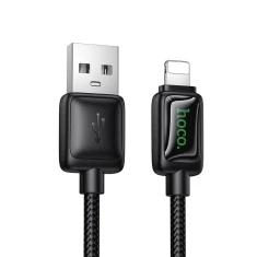 Кабель USB A до Lightning Hoco 2,4A 1,2 м з LCD U146 Black (6942007671378)