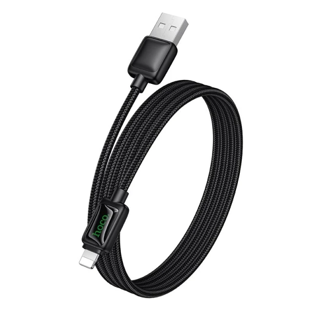 Кабель USB A к Lightning Hoco 2,4A 1,2 м с LCD U146 Black (6942007671378)