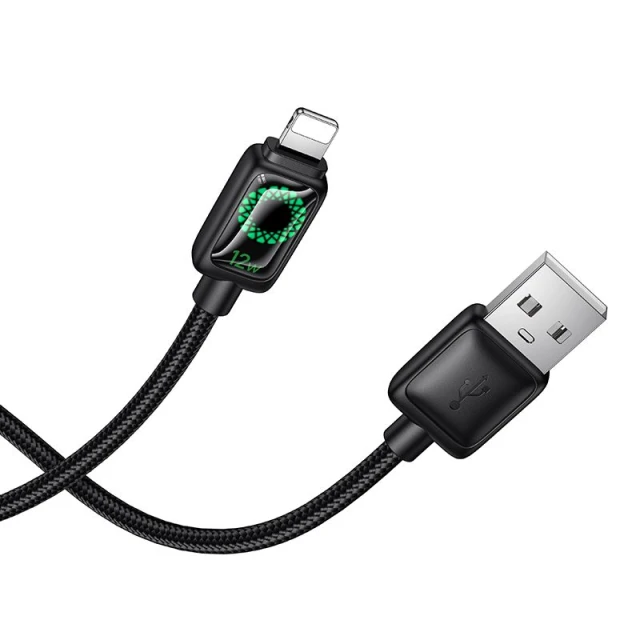 Кабель USB A к Lightning Hoco 2,4A 1,2 м с LCD U146 Black (6942007671378)