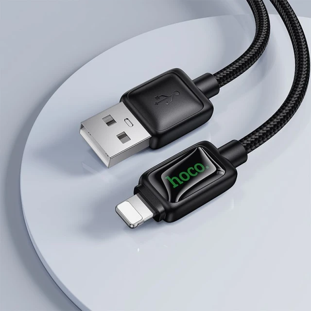 Кабель USB A к Lightning Hoco 2,4A 1,2 м с LCD U146 Black (6942007671378)