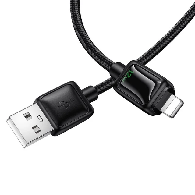 Кабель USB A к Lightning Hoco 2,4A 1,2 м с LCD U146 Black (6942007671378)