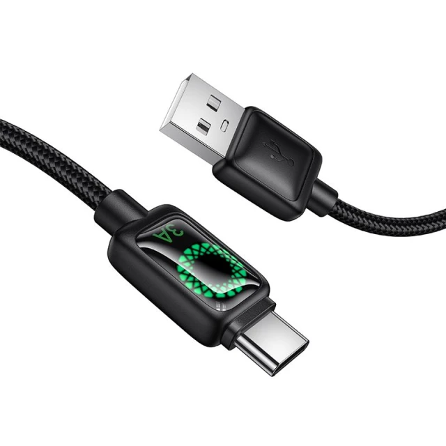 Кабель Hoco U146 USB A to USB C 3A 1.2 m з LCD Black (6942007671385)