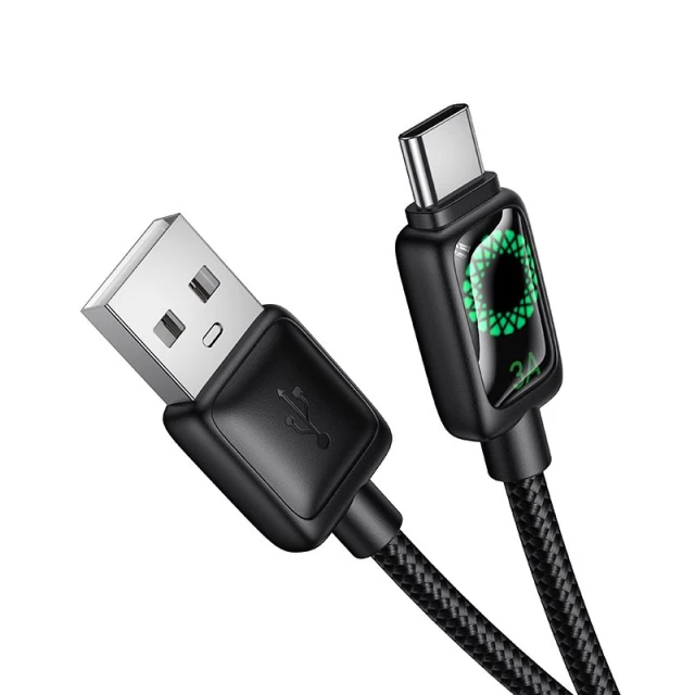Кабель Hoco U146 USB A to USB C 3A 1.2 m з LCD Black (6942007671385)